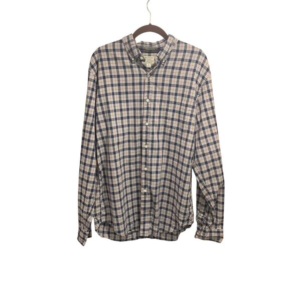 J. Crew Mens Classic Long Sleeve Plaid Organic Cotton Button Up Shirt L Outdooor - Picture 1 of 6